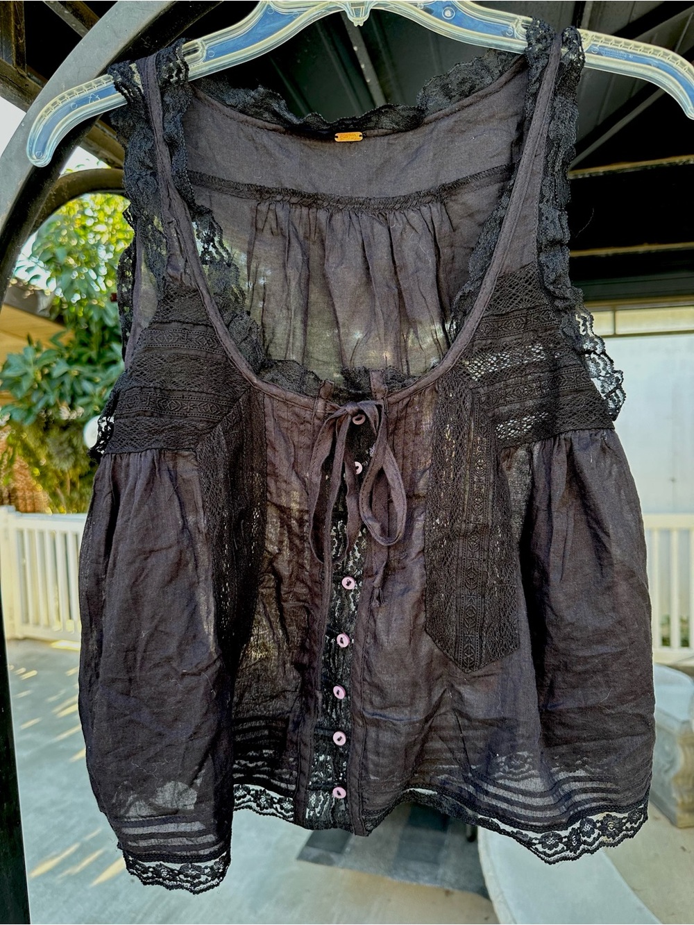 FREE PEOPLE BLACK EVERMORE LACE CAMI TANK TOP SIZE SMALL!! LIKE NEW!! - Picture 3 of 7